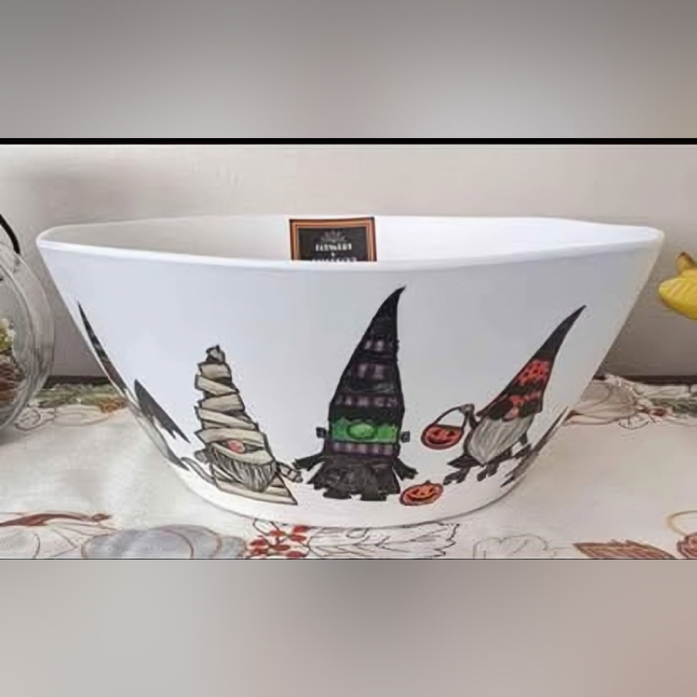 Halloween Gnome Candy BowlHeavyweight 100% Melamine Large 12" dia. Matt finish